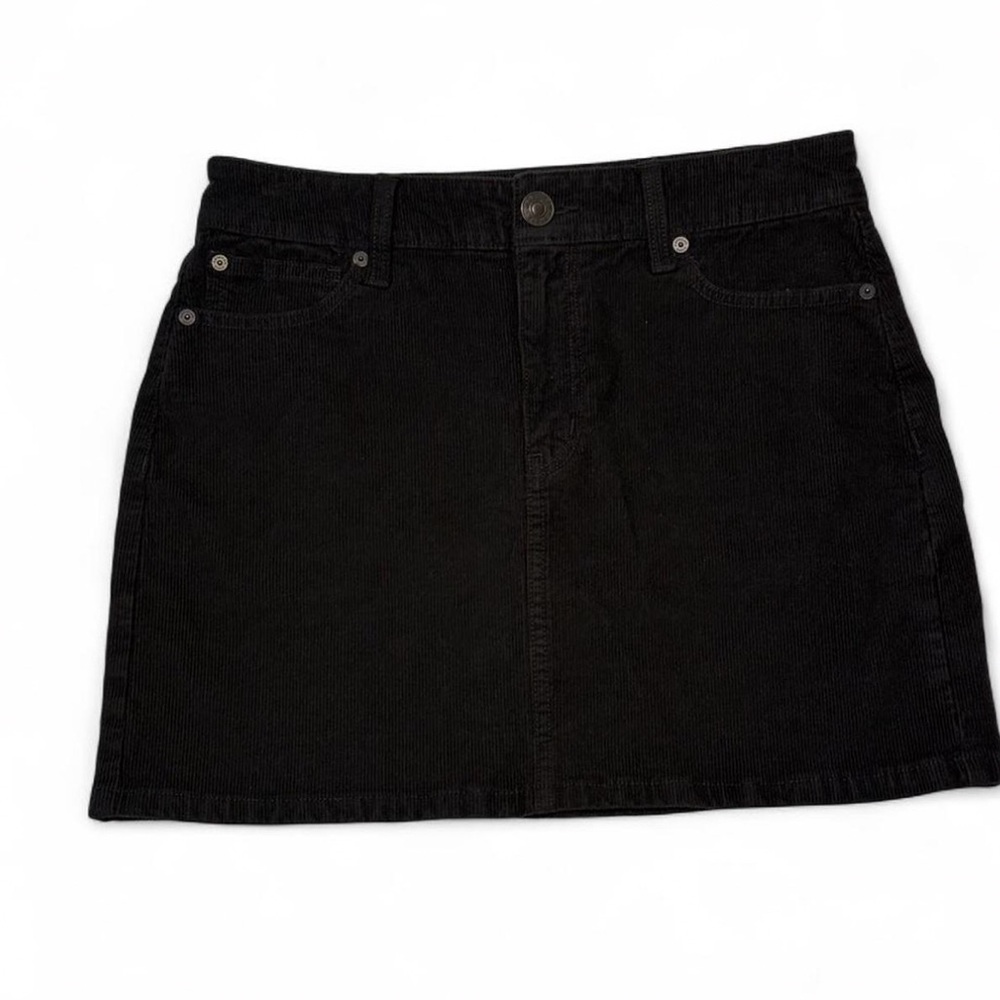 Classic Black Corduroy Mini Denim Skirt